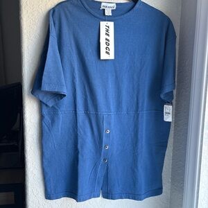 The Edge Vintage 90s Cotton Blue Casual Button Front Tee Shirt M NWT